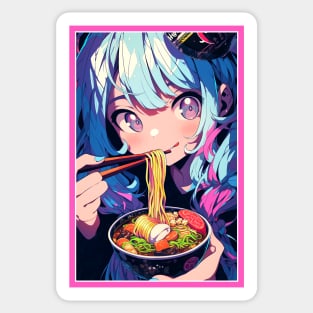 Cute Anime Girl |  Ramen Noodles | Hentaii Chibi Kawaii Design Sticker